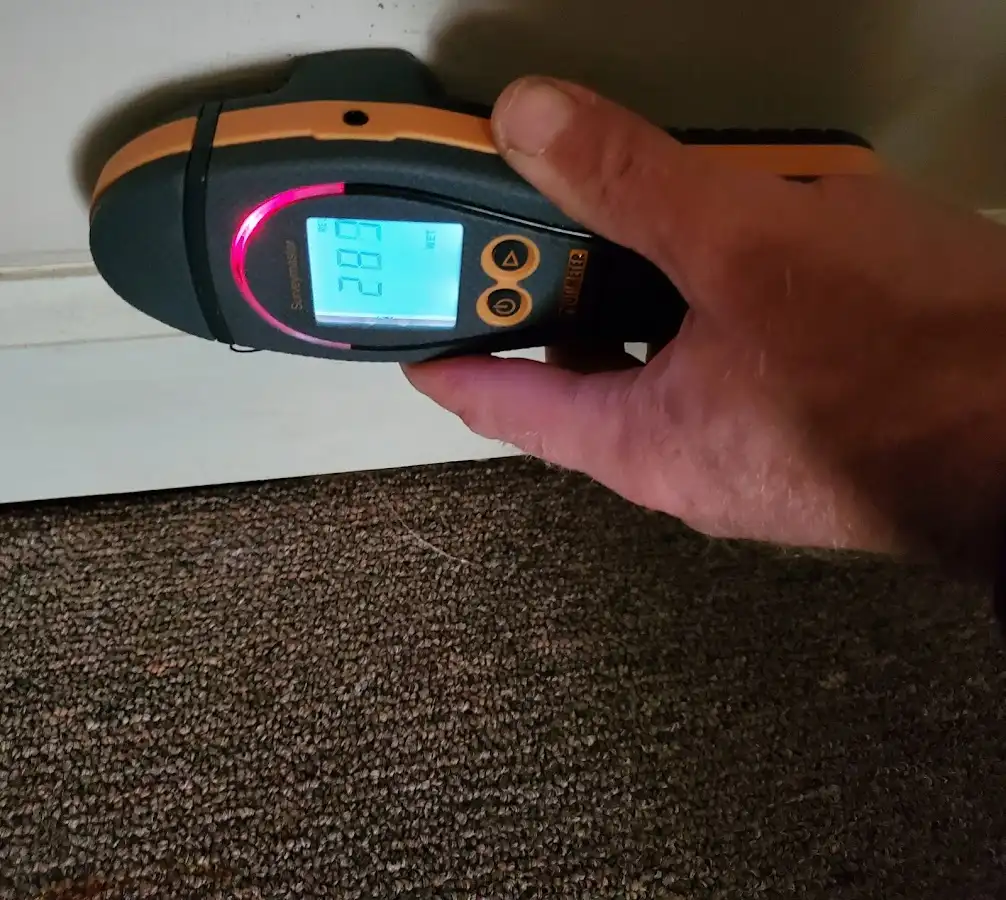 Moisture detection at baseboard during Burst Pipe Cleanup in Americus
